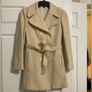 Vintage Elegant Cream Double-Breasted Women's Coat